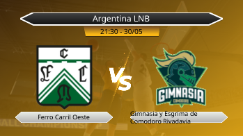 Argentina LNB Ferro Carril Oeste VS Gimnasia y Esgrima de Comodoro Rivadavia