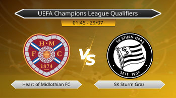 UEFA Champions League Qualifiers Heart of Midlothian FC VS SK Sturm Graz