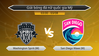 Giải bóng đá nữ quốc gia Mỹ Washington Spirit (W) VS San Diego Wave (W)