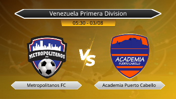 Venezuela Primera Division Metropolitanos FC VS Academia Puerto Cabello