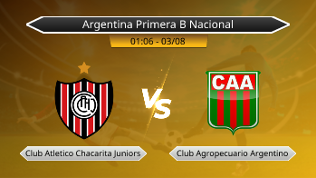 Argentina Primera B Nacional Club Atletico Chacarita Juniors VS Club Agropecuario Argentino