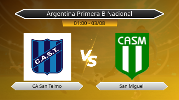 Argentina Primera B Nacional CA San Telmo VS San Miguel